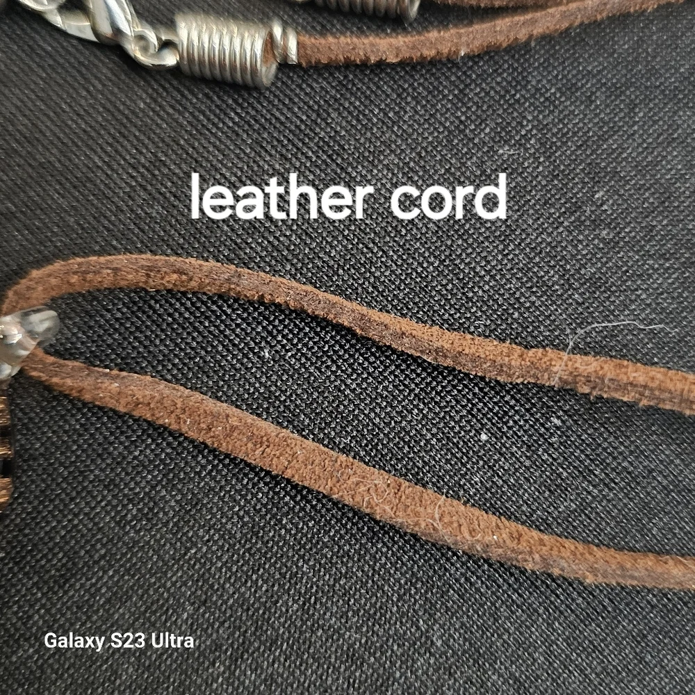 Glass Pendant with Leather Cord - Picture 4 of 5